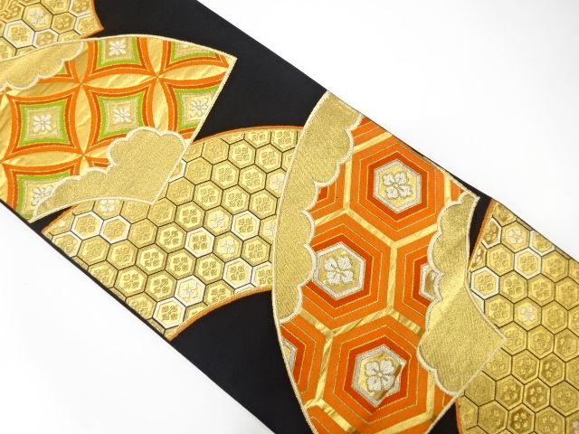 アンティーク　扇面に古典柄織り出し袋帯（着用可）